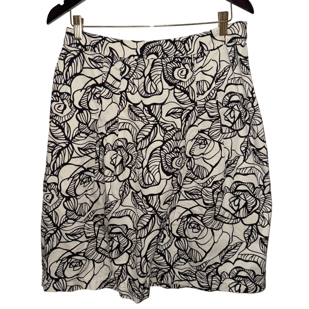 212 Collection Beige Black Floral Skirt Size 12
